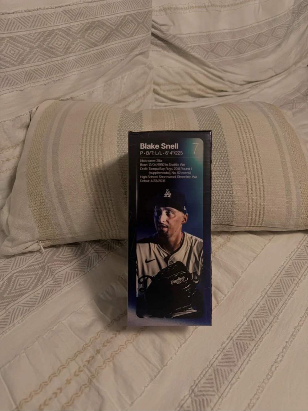 White and Blue Bobblehead - Blake Snell